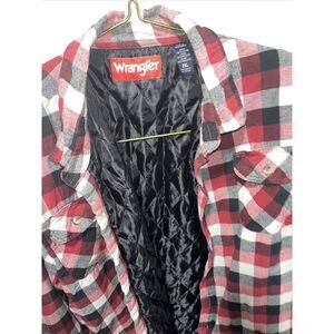 Wrangler 2XL Quilted‎ Plaid Red Black Button Long Sleeve Shirt Jacket Men's